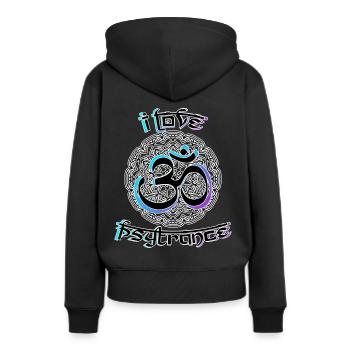 I love Psytrance Om Trance Goa Rave Techno Trippy - Frauen Premium Bio Hoodie - Schwarz - Hinten - Julia (174cm)