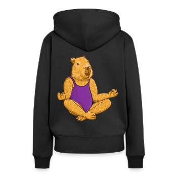Méditation Capybara Yoga - Sweat à capuche Premium bio Femme - noir - Dos - Julia (174cm)
