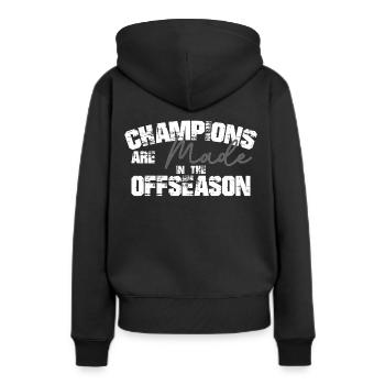 Champions are made in the offseason - Frauen Premium Bio Hoodie - Schwarz - Hinten - Julia (174cm)