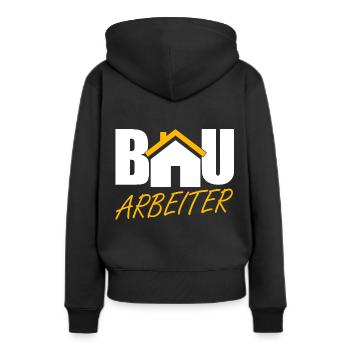 Bauarbeiter - Frauen Premium Bio Hoodie - Schwarz - Hinten - Julia (174cm)