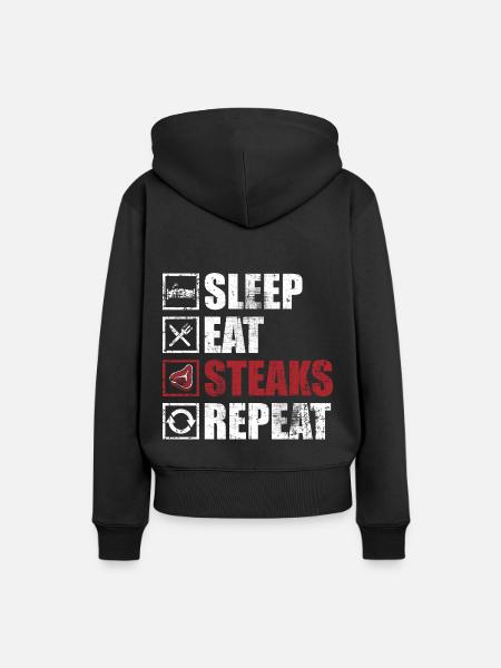 Steak - Frauen Premium Bio Hoodie - Schwarz