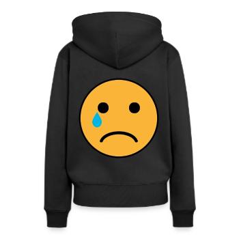 Emoji triste - Sweat à capuche Premium bio Femme - noir - Dos - Julia (174cm)