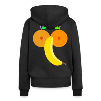 Obst - Frauen Premium Bio Hoodie - Schwarz - Hinten - Julia (174cm)