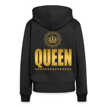 QUEEN - LOGO MIT KRONE - Frauen Premium Bio Hoodie - Schwarz - Hinten - Julia (174cm)