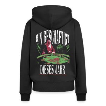 Lustiger Spruch Poker Weihnachtsmann Nikolaus - Frauen Premium Bio Hoodie - Schwarz - Hinten - Julia (174cm)