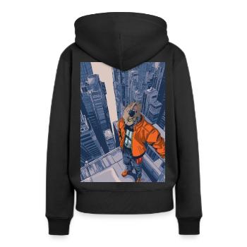 Cat Cyberpunk - Sweat à capuche Premium bio Femme - noir - Dos - Julia (174cm)