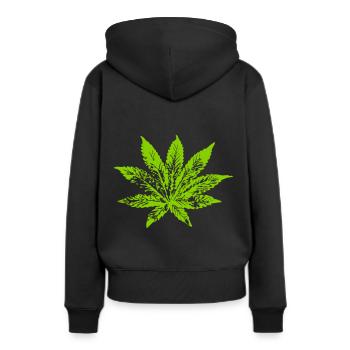 078 cannabisblatt - Frauen Premium Bio Hoodie - Schwarz - Hinten - Julia (174cm)