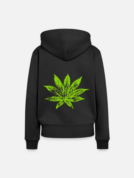 078 cannabisblatt - Frauen Premium Bio Hoodie - Schwarz
