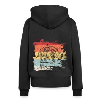 Nashorn Rhino Geschenk - Frauen Premium Bio Hoodie - Schwarz - Hinten - Julia (174cm)