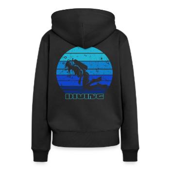 Taucher tauchen diving unterwasser - Frauen Premium Bio Hoodie - Schwarz - Hinten - Julia (174cm)