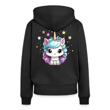 Einhorn magie fantasy mädchen einhornmotiv - Frauen Premium Bio Hoodie - Schwarz - Hinten - Julia (174cm)
