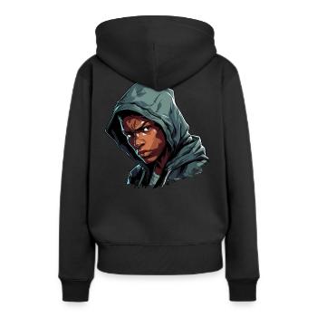 Boxer in training before the fight in the ring - Women’s Premium Organic Hoodie - black - Back - Julia (174cm)