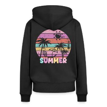 Summer Palm Trees Beach Relax Holiday Sunset - Women’s Premium Organic Hoodie - black - Back - Julia (174cm)