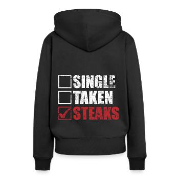 Viandes de steak - Sweat à capuche Premium bio Femme - noir - Dos - Julia (174cm)