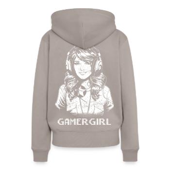 Gamer Girl - blanc - Sweat à capuche Premium bio Femme - taupe - Dos - Julia (174cm)