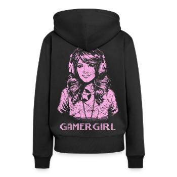 Gamer Girl - pink - Frauen Premium Bio Hoodie - Schwarz - Hinten - Julia (174cm)