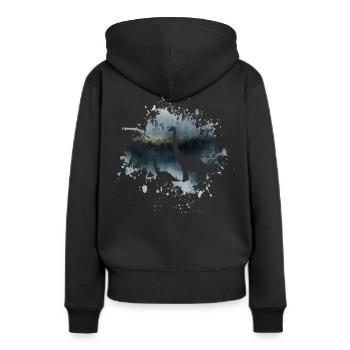 Brachiosaure de dinosaure sur aquarelle et or - Sweat à capuche Premium bio Femme - noir - Dos - Julia (174cm)