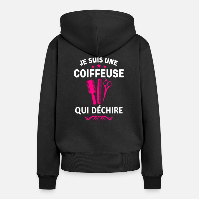 je suis une coiffeuse qui déchire - Sweat à capuche Premium bio Femme - noir