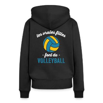 les vraies filles font du volleyball - Sweat à capuche Premium bio Femme - noir - Dos - Julia (174cm)