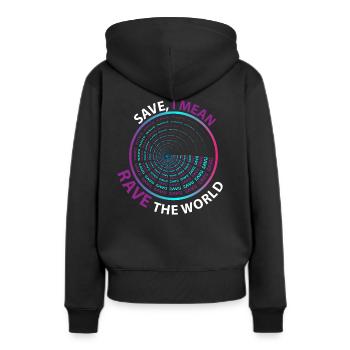 Rave Le Monde - Sweat à capuche Premium bio Femme - noir - Dos - Julia (174cm)