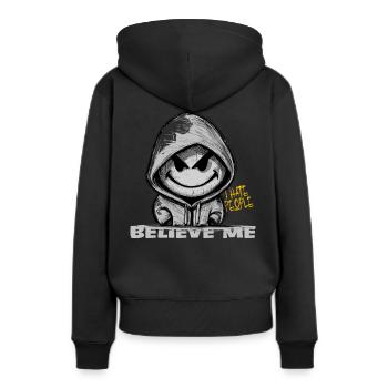 i hate people - i don't like - Women’s Premium Organic Hoodie - black - Back - Julia (174cm)