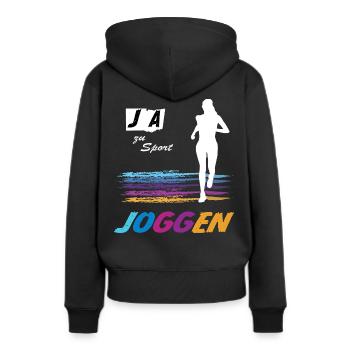 JA zu Laufen & Sport 🏃 Bunte Vibes - Frauen Premium Bio Hoodie - Schwarz - Hinten - Julia (174cm)