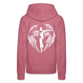 2rebon Religion Angel Engel Devil Teufel Demon wh - Frauen Premium Bio Hoodie - Malve - Hinten - Isabella (175cm)