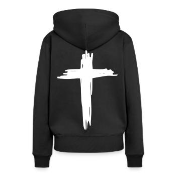 Kreuz Christentum Symbol - Frauen Premium Bio Hoodie - Schwarz - Hinten - Julia (174cm)