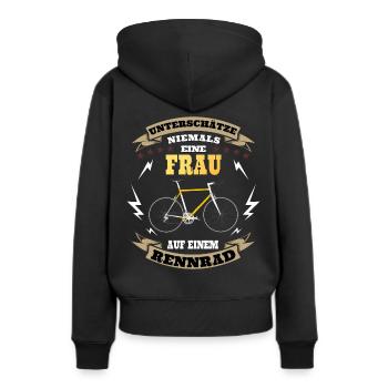 Never underestimate a woman on a road bike - Women’s Premium Organic Hoodie - black - Back - Julia (174cm)
