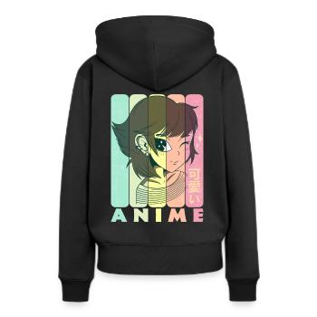 Anime Fille - Sweat à capuche Premium bio Femme - noir - Dos - Julia (174cm)