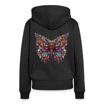 Düsterer Schmetterling mit Totenkopf - Frauen Premium Bio Hoodie - Schwarz - Hinten - Julia (174cm)