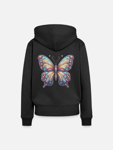 Schauriger Schmetterling mit Totenkopf - Frauen Premium Bio Hoodie - Schwarz