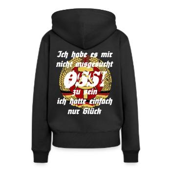Ich habe es mir nicht ausgesucht OSSI zu sein... - Frauen Premium Bio Hoodie - Schwarz - Hinten - Julia (174cm)