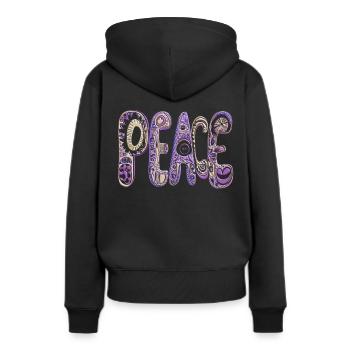 peace love power hippie - Frauen Premium Bio Hoodie - Schwarz - Hinten - Julia (174cm)