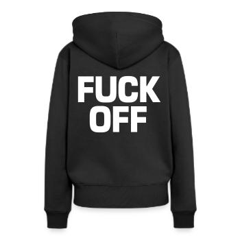 Fuck Off - Frauen Premium Bio Hoodie - Schwarz - Hinten - Julia (174cm)