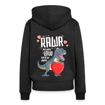 Rawr T Rex TShirt Dinosaure Enfants Saint Valentin - Sweat à capuche Premium bio Femme - noir - Dos - Julia (174cm)