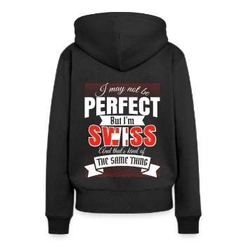 Suisse cadeau suisse blague drôle suisse - Sweat à capuche Premium bio Femme - noir - Dos - Julia (174cm)