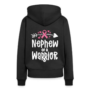 Newphew Of A Warrior Family Brustkrebs Shirts - Frauen Premium Bio Hoodie - Schwarz - Hinten - Julia (174cm)