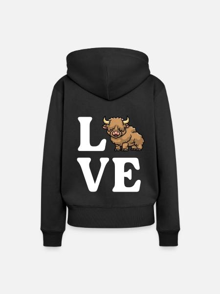 Mignonne écossaise Highland Cow Lover Farm Girl - Dame Premium hoodie, økologisk bomuld - sort