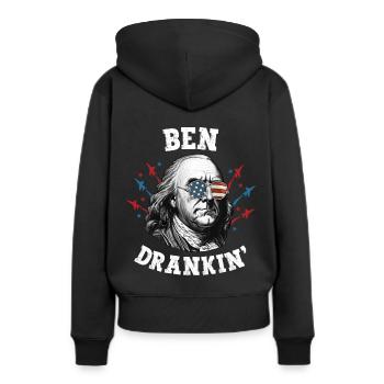 Benjamin Franklin 4 juillet Hommes Drapeau américain - Sweat à capuche Premium bio Femme - noir - Dos - Julia (174cm)