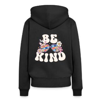 Autismus Shirt Frauen Mama Neurodiversität Puzzle - Frauen Premium Bio Hoodie - Schwarz - Hinten - Julia (174cm)