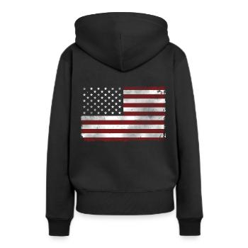 Drapeau américain - Sweat à capuche Premium bio Femme - noir - Dos - Julia (174cm)