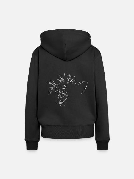 Wildkatze - Frauen Premium Bio Hoodie - Schwarz