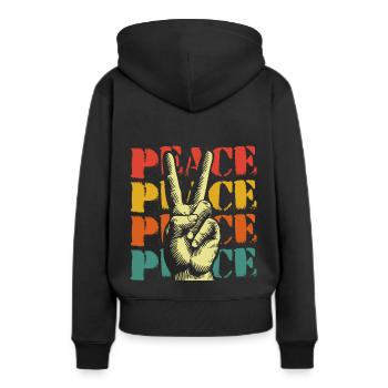 Paix Paix Mouvement pour la paix - Sweat à capuche Premium bio Femme - noir - Dos - Julia (174cm)