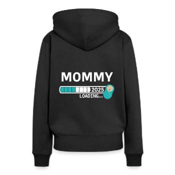 Mommy 2025 loading.. / Mom 2025 - Frauen Premium Bio Hoodie - Schwarz - Hinten - Julia (174cm)