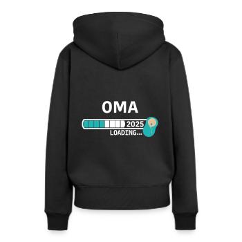 Oma 2025 - Frauen Premium Bio Hoodie - Schwarz - Hinten - Julia (174cm)