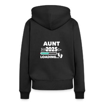 Aunt 2025 loading... - Frauen Premium Bio Hoodie - Schwarz - Hinten - Julia (174cm)