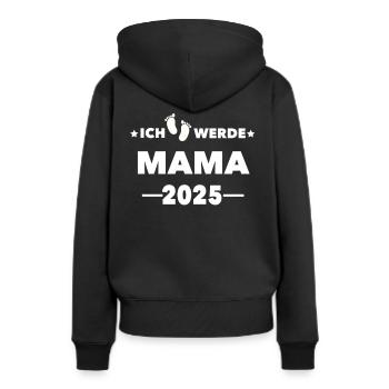 Ich werde Mama 2025 - Frauen Premium Bio Hoodie - Schwarz - Hinten - Julia (174cm)