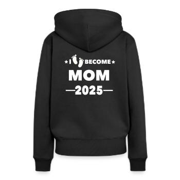 I become MOM 2025 - Frauen Premium Bio Hoodie - Schwarz - Hinten - Julia (174cm)