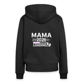 Maman 2026 - Annonce de grossesse avec barre de chargement - Sweat à capuche Premium bio Femme - noir - Dos - Julia (174cm)